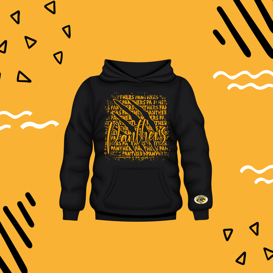 Panthers Pride Distressed Hoodie - Black & Gold